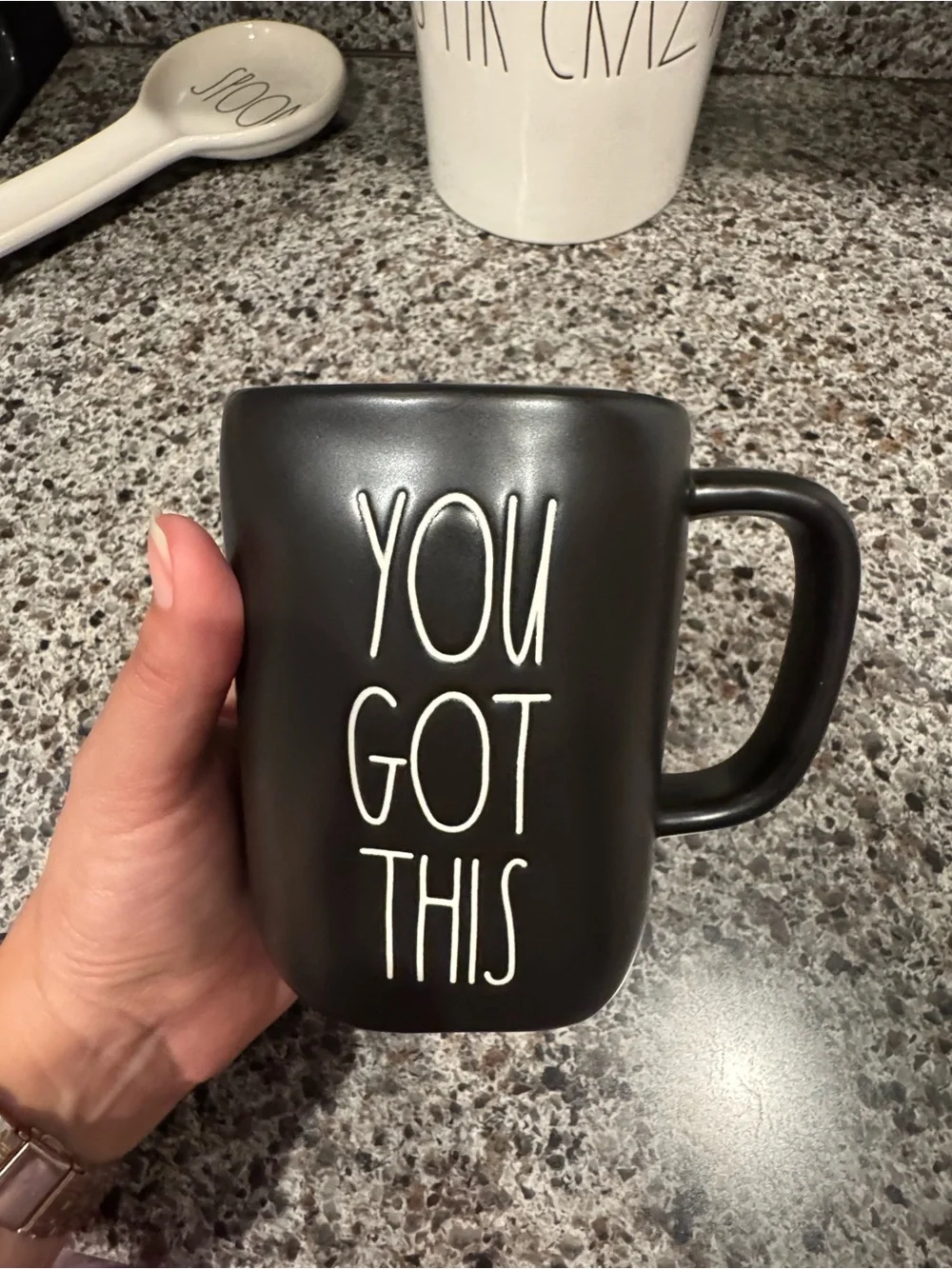 Rae Dunn 'You Got This' Black Ceramic Mug